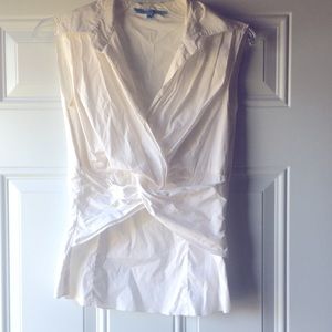 ANTONIO MELANI White Sleeveless Twist Blouse